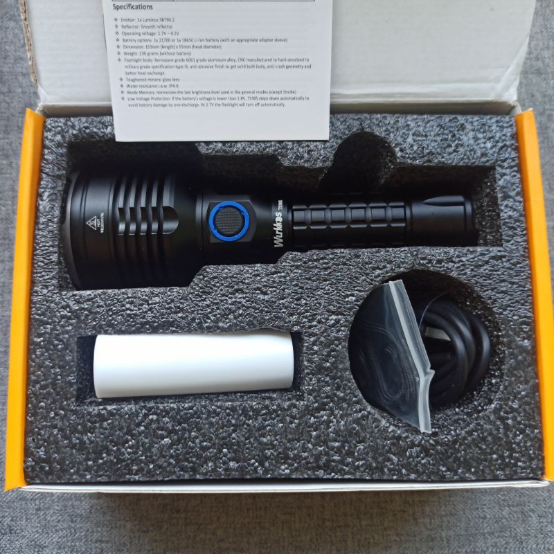 Đèn pin công suất lớn Wurkkos TS30S viền benzel thép led SBT90.2 xa 952m 6000lumen