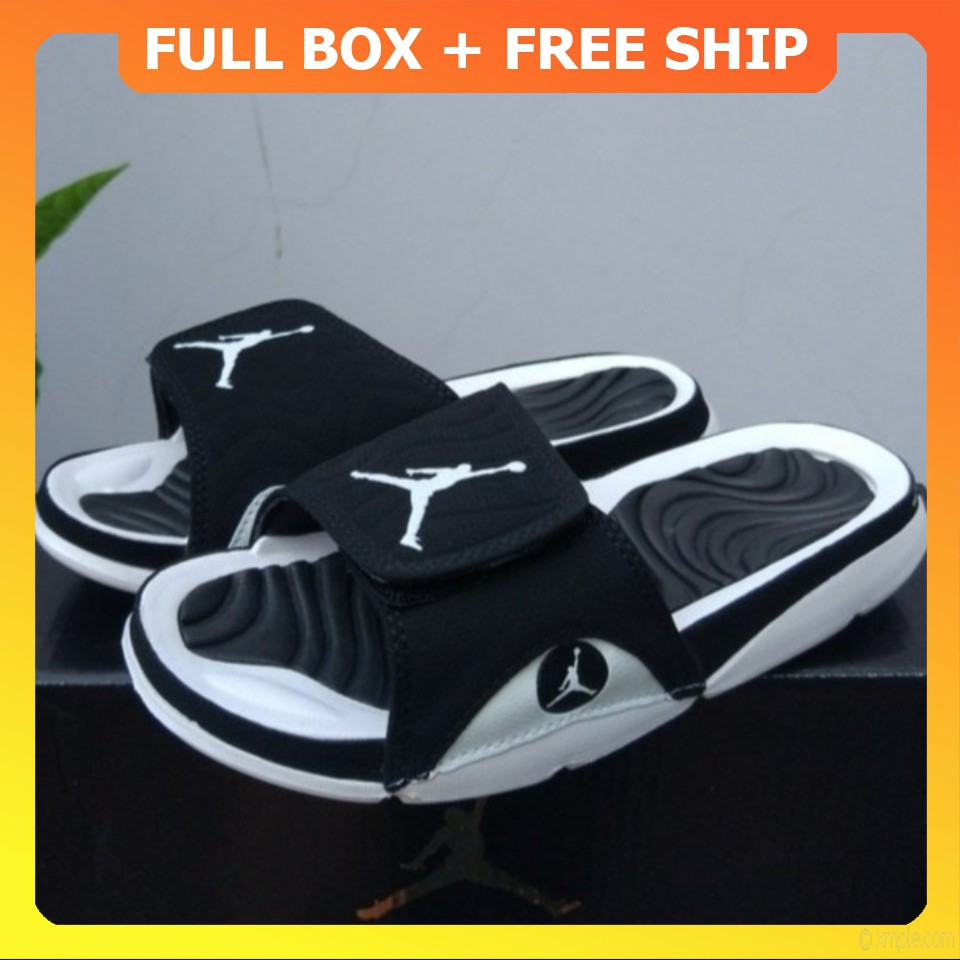 Dép jordan 3 đen trắng - Full box jordan - HÌNH THẬT, FULLBOX