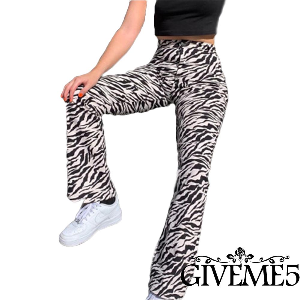 Quần Dài Lưng Cao In Họa Tiết Ngựa Vằn Thời Trang Xinh Xắn  Cho Nữ