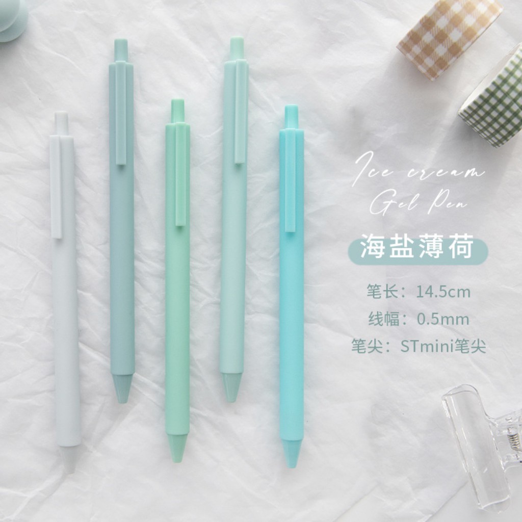 [Mã LIFEXANH03 giảm 10% đơn 500K] Set 5 bút gel đen vỏ pastel Ice cream gel pen