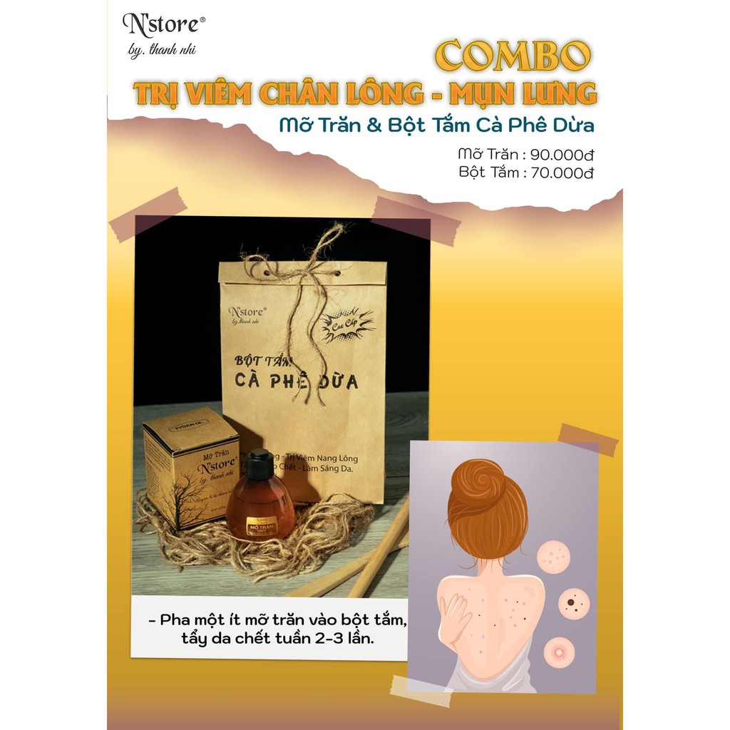 COMBO BỘT TẮM CAFE DỪA VÀ MỠ TRĂN