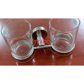 Kệ đựng ly đôi / Khay kèm cốc  inox 304