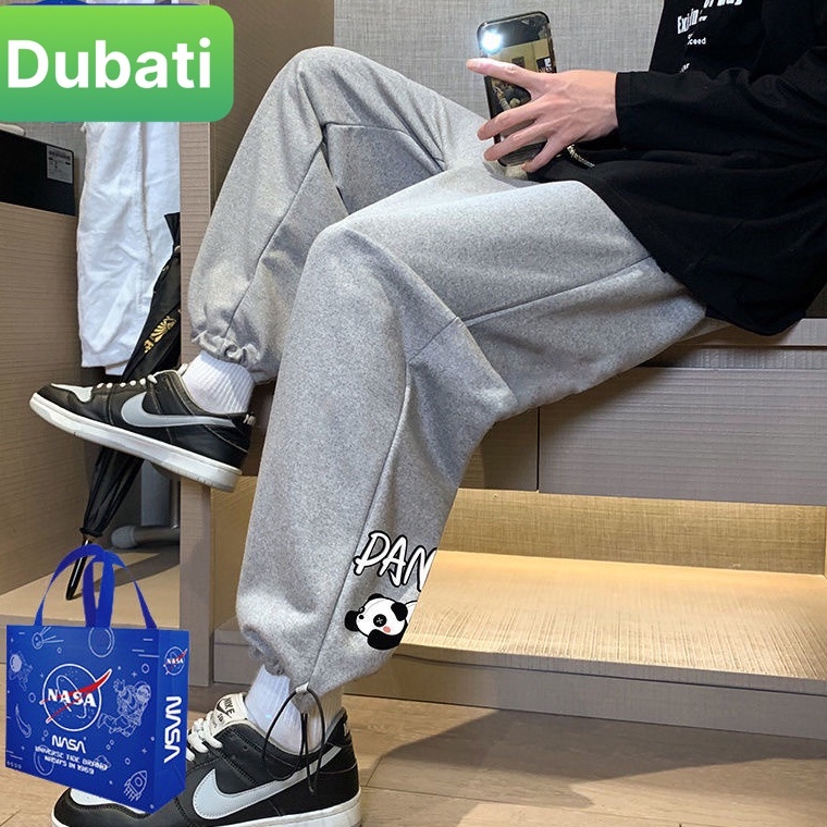 QUẦN JOGGER NAM NỮ UNISEX CHẤT NỈ DÀY DA CÁ ỐNG SUÔNG RỘNG  IN HÌNH GẤU TRÚC PANDA RÚT DÂY PHONG CÁCH XỊN SÒ - DUBATI FA
