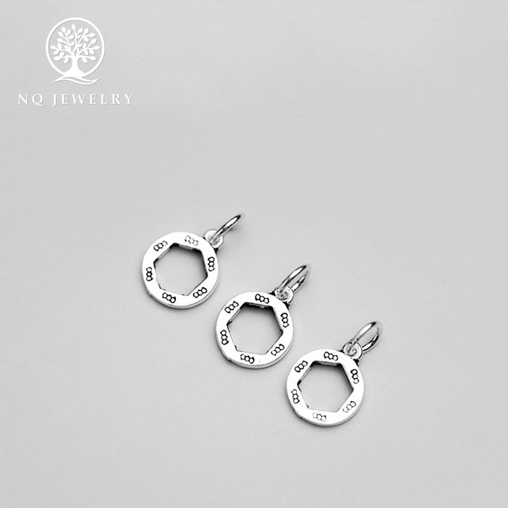 Charm bạc tròn lục giác treo - NQ Jewelry