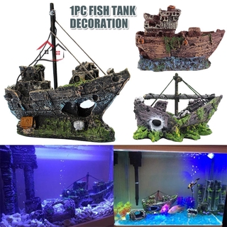 (Hàng Mới Về) Mô Hình Trang Trí Bể Cá Cảnh Kiểu Tàu Đắm Độc Đáo