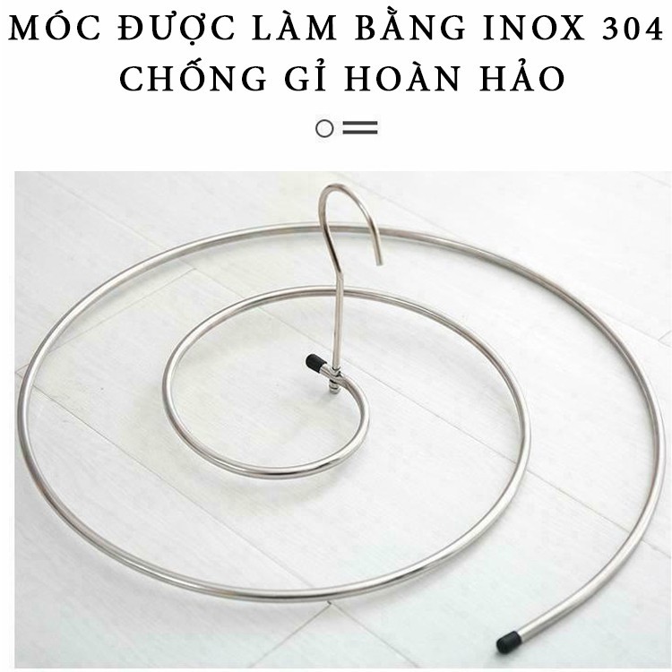 Móc phơi chăn hình tròn bằng inox 304 không rỉ tiện lợi dang xoắn, móc treo chăn mền chịu lực cao