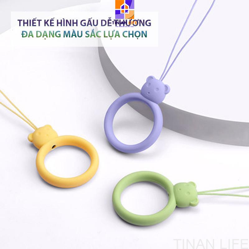 Dây Đeo Điện Thoại Silicone, Hình Gấu, Dạng Vòng Nhẫn