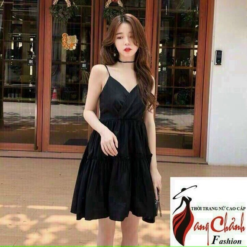 Đầm dự tiệc dáng xoè hai dây nhún tầng có mút ngực dịu dàng gợi cảm giá rẻ | BigBuy360 - bigbuy360.vn