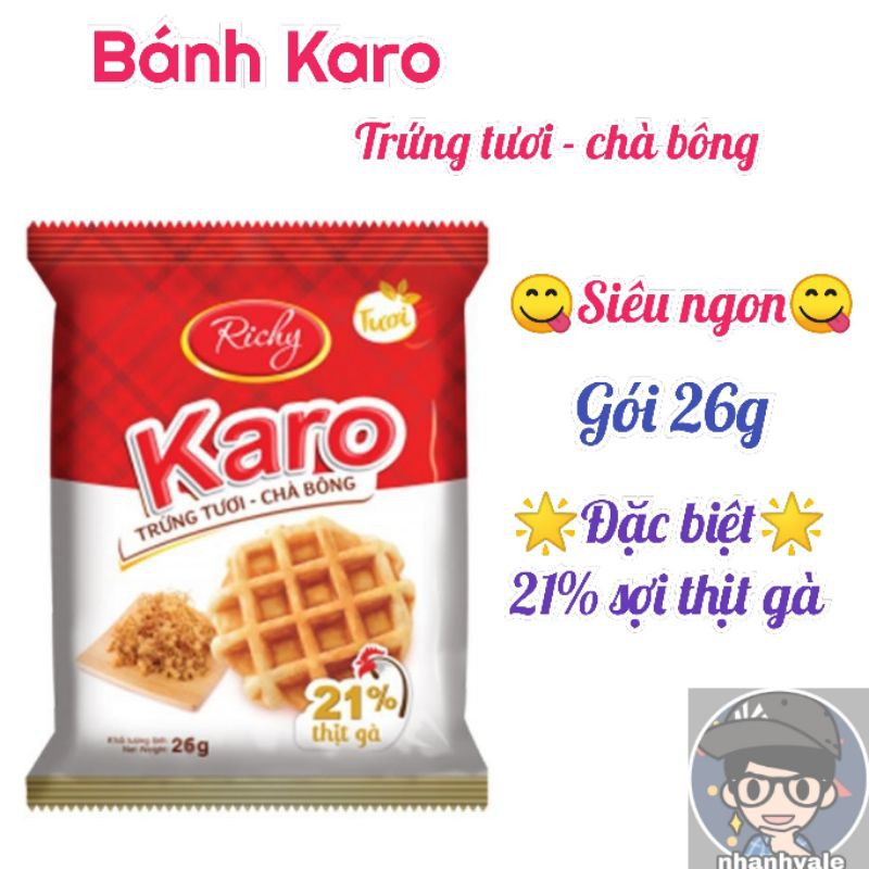 Bánh tươi Karo Đặc biệt với trứng tuơi và chà bông thương hiệu Richy gói 26g