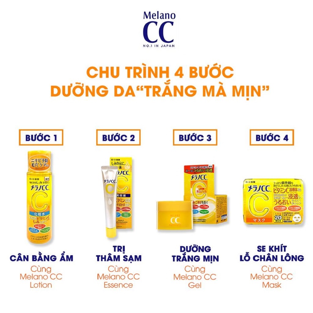 [Mã COSGLORIAT6 -8% đơn 250K] Mặt Nạ Dưỡng Trắng Da Chống Thâm Nám Melano CC Whitening Mask Hộp 20 Miếng