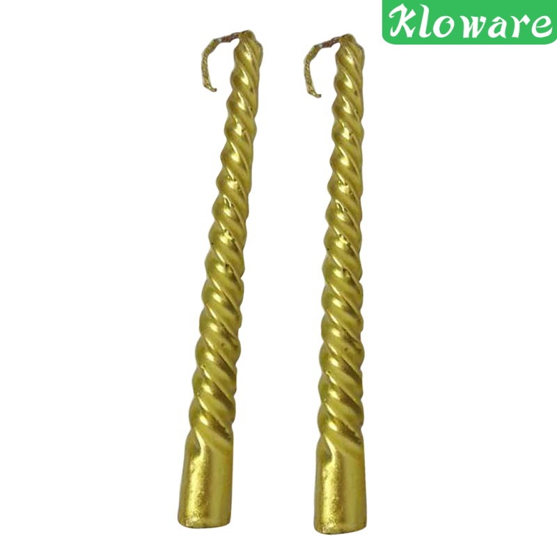 Set 2 Nến Dài Hình Xoắn Ốc Màu Vàng Trang Trí Bàn Ăn