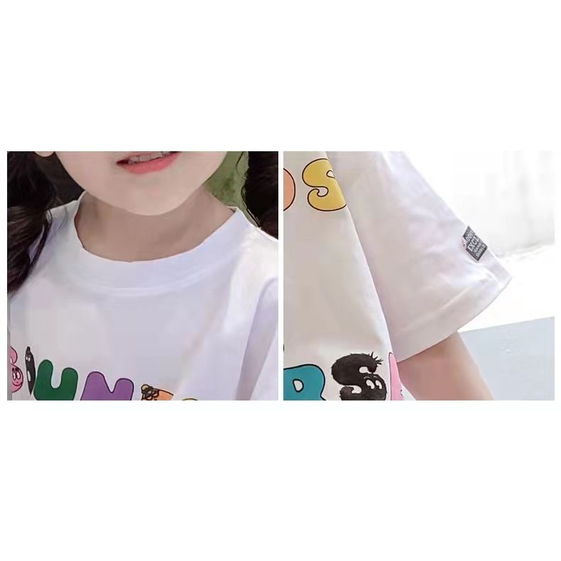 Áo Thun Tay Ngắn Theo Phong Cách Hàn Quốc Dùng Cho Bé Gái