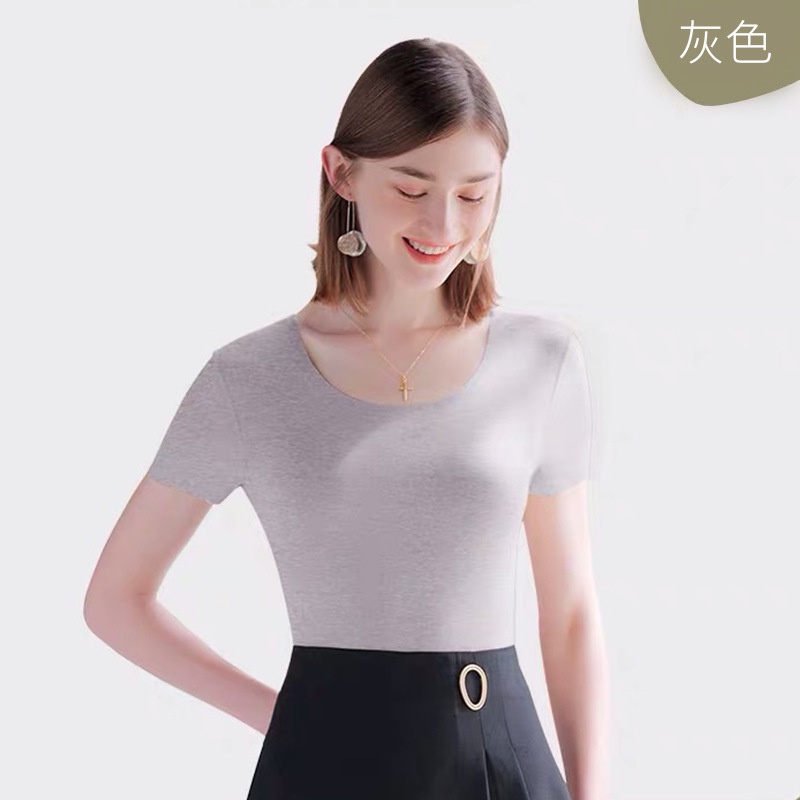 Áo thun bằng lụa lạnh không viền tay ngắn gợi cảm cho nữ