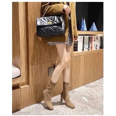 Boot nữ vải len Shu store gót dẹp cực êm chân - Thời trang cá tính cực hot