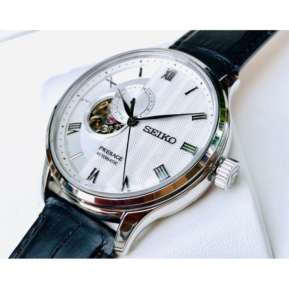 ĐỒNG HỒ NAM Seiko Presage Open Heart 2018 White Leather [Hàng chính hãng-Bảo hành 2 năm]
