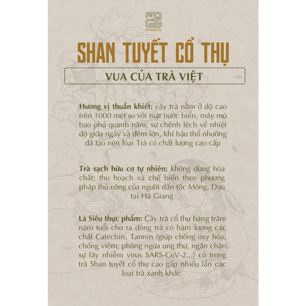 Trà Hoa Shan Tuyết Cổ Thụ 300 Tuổi Hà Giang SHANLUV 8gr Thanh Khiết Hương Thảo Mộc Chống Lão Hóa | BigBuy360 - bigbuy360.vn