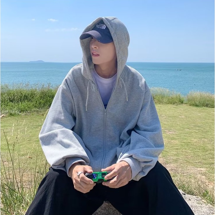 Áo Hoodie Màu Trơn Dáng Rộng Thời Trang Hàn Quốc Dành Cho Nam Nữ