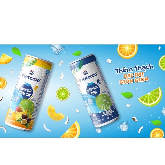 12 hộp - Nước Dừa Vietcoco - (Thêm Thạch Dai Dai - Dòn Dòn ngon tuyệt) 240ml