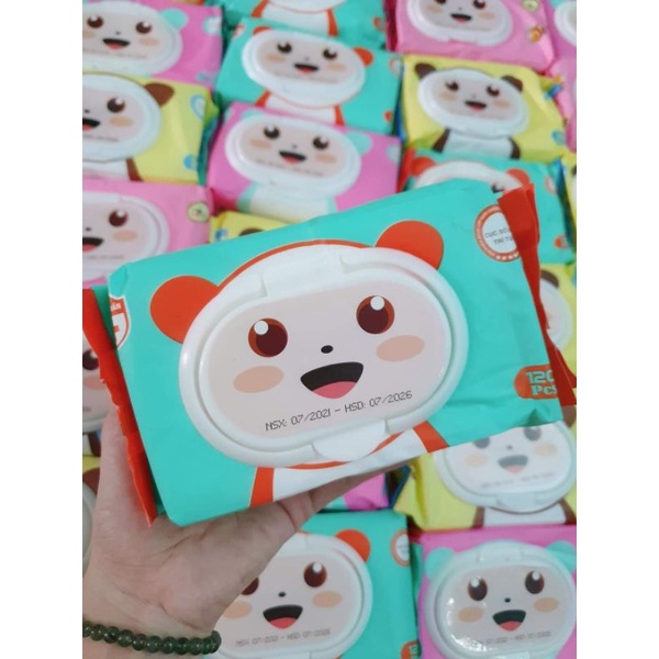 [Gấu trúc] Khăn giấy ướt Phú đạt 120 tờ không mùi date mới gói to dày mẫu cũ
