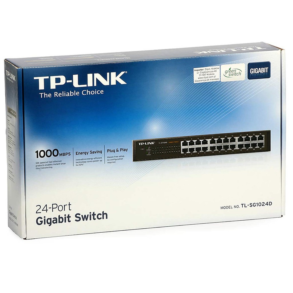 [Mã ELMALLCOIN hoàn 8% xu đơn 499K] Bộ Switch 24 cổng Gigabit chia mạng LAN TPLink TL-SG1024D