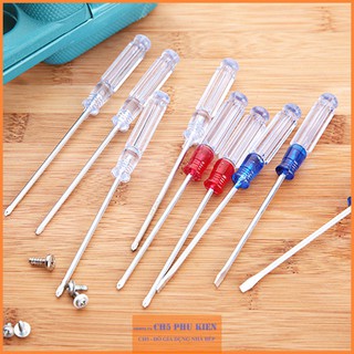 Tô vít 2 cạnh Tua vit mini - Tuốc nơ vít đầu dẹp 3x75mm cán cứng nhựa trong