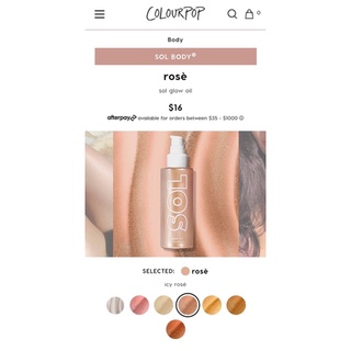 Nhũ make up body colourpop sol glow oil
