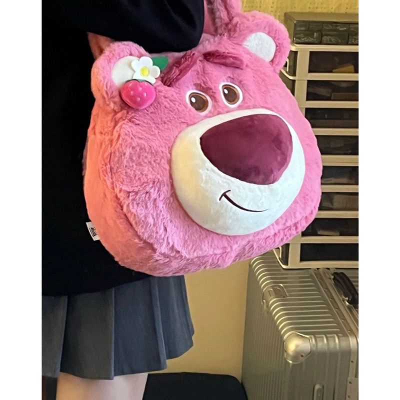 Túi tote xinh xắn hình gấu dâu tây thiết kế thời trang và tiện lợi kích thước lớn 35 X 8 X 30 CM - phù hợp với laptop 14 inch