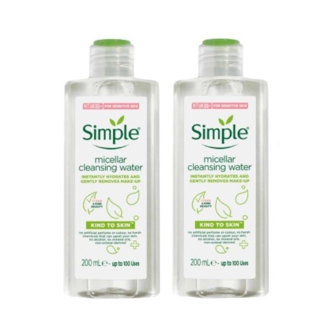 Combo 2 Chai Nước Tẩy Trang Simple Dịu Nhẹ Kind To Skin Micellar Water 200ml x 2