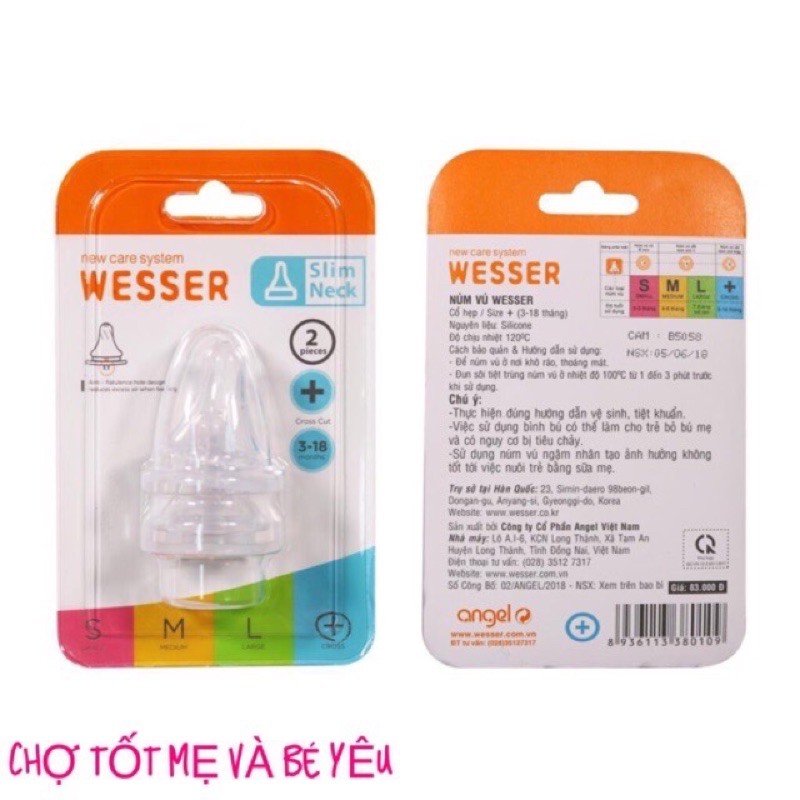 Bình sữa Wesser 60ml (0-3m) sử dụng công nghệ Nano Silver kháng khuẩn 99,9%