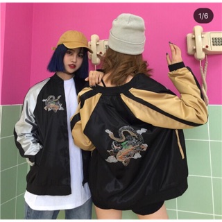 Áo khoác Bomber thêu rồng ( ảnh thật cuối)