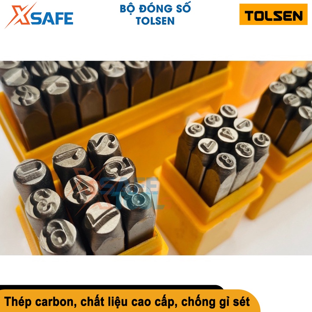 Bộ đóng số khung số máy Tolsen 3-6mm 9 chữ số, thép carbon không gỉ, độ sắc nét cao [CHÍNH HÃNG][XSAFE]