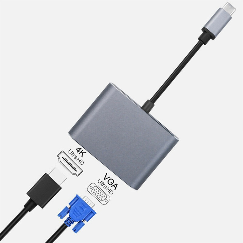 [3C] Hub Chuyển Đổi Type-C Sang 4K VGA USB C 3.0 Cho Mac Book