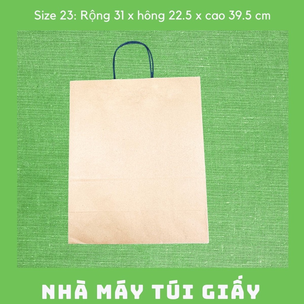 100 CHIẾC TÚI GIẤY KRAFT SIZE 23: 31x22.5x39.5 CM MÀU NÂU CÓ QUAI ( ẢNH THẬT)