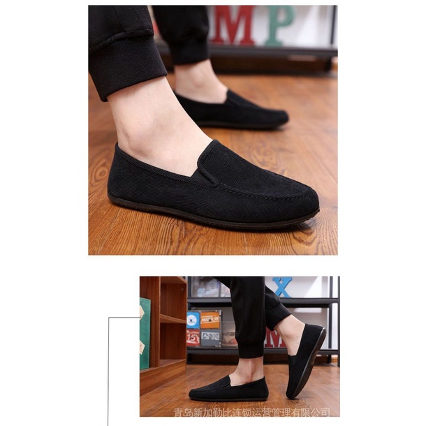 Giày lười vải canvas thoáng khí thời trang phong cách Hàn Quốc cho nam