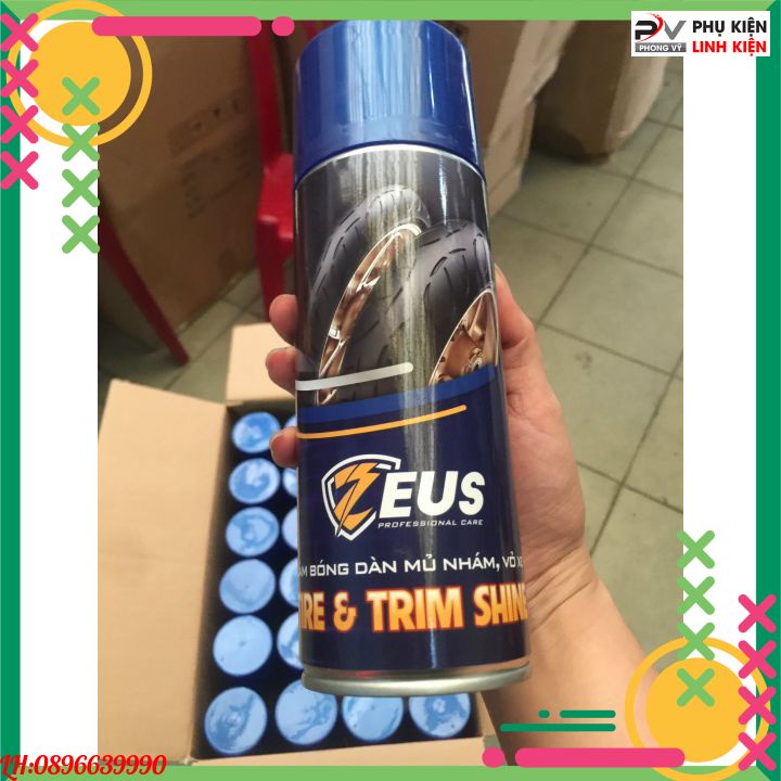 Chai xịt làm bóng mủ nhám, vỏ xe Zeus Professional TIRE &amp; TRIM SHINE 400ML