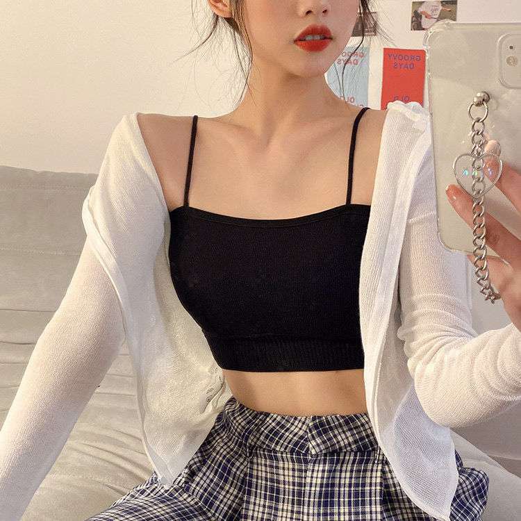 Áo 2 dây nữ croptop mút ngực LAMODE, áo hai dây nữ croptop bản to sợi bún dáng ôm | BigBuy360 - bigbuy360.vn