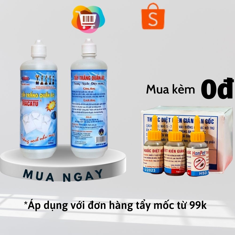 Tẩy Mốc Quần Áo Tracatu 500ml Tẩy Quần Áo Trắng Sạch Mọi Vết Mốc, Giữ Nguyên Màu Vải Hàng Việt Nam_ Tạp hóa nhà Lim