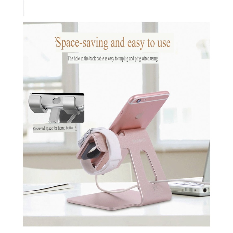 Giá Đỡ Điện Thoại Máy Tính Bảng Đồng hồ 2IN1 Kim Loại Nguyên Khối K2 cực chất chắc chắn - KAERSI Stand phone iwatch