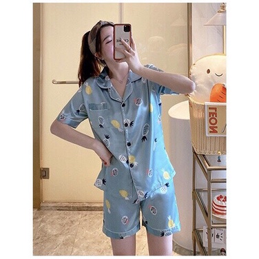 Bộ pyjama nữ mặc nhà tay ngắn siêu dễ thương cute