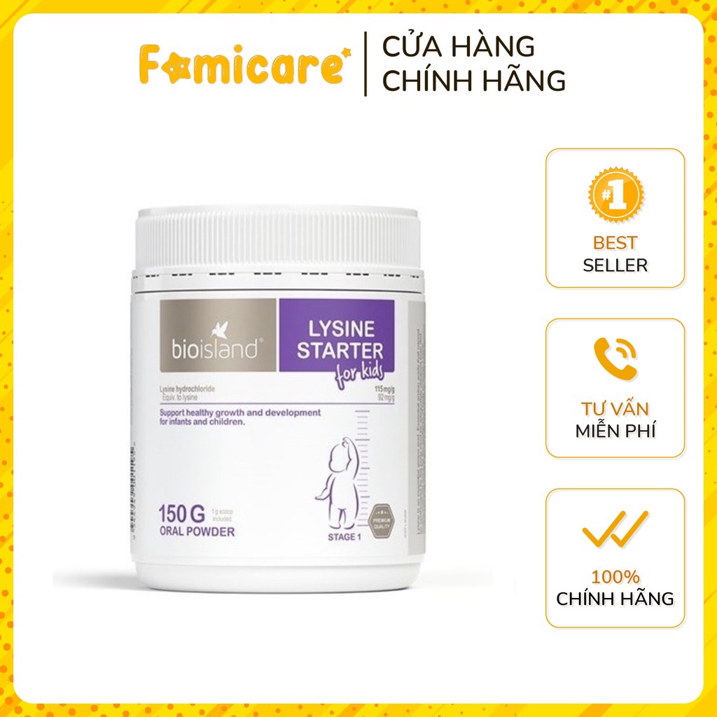 Bột Lysine Bio Island hỗ trợ phát triển tăng chiều cao cho trẻ hộp 150gr