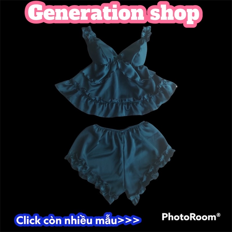 Bộ đồ ngủ sexy Bộ Pijama lụa hai dây dễ thương có video ảnh thật