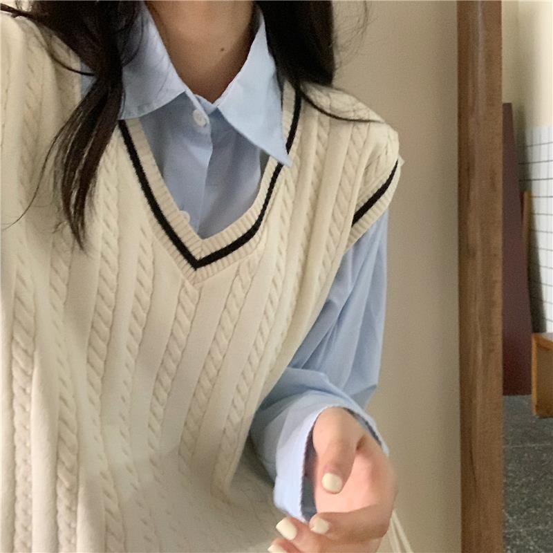 Áo len không tay cổ chữ V thiết kế mới thời trang dành cho nữ | BigBuy360 - bigbuy360.vn