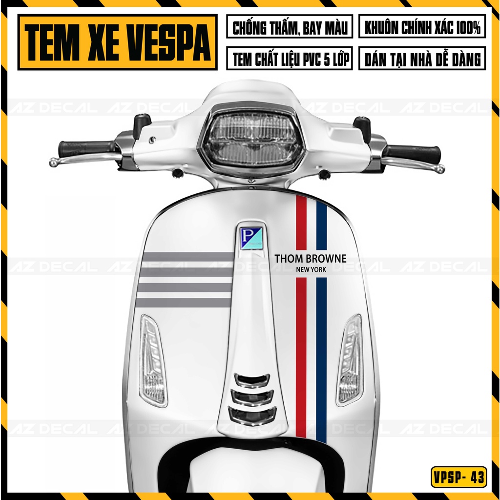 Tem Vespa Thom Brownee Đẹp Dán Xe Vespa Sprint / Primavera | VPSP43 | Decal Rời Cắt Sẵn, Chống Nước, Chống Phai