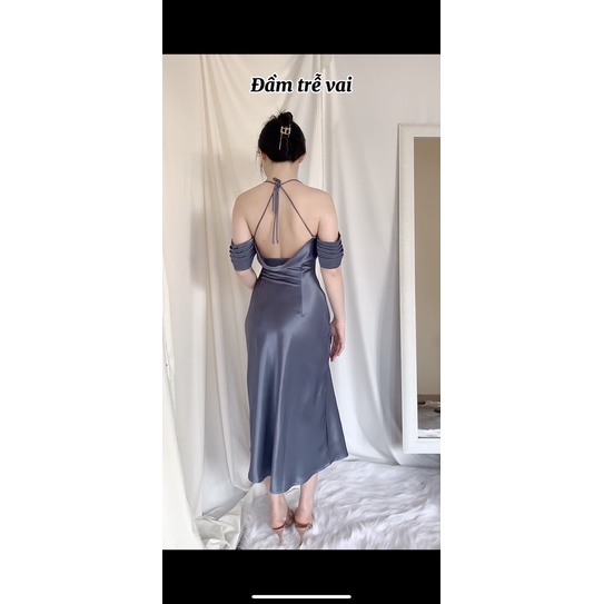 Đầm lụa trễ vai, đổ lưng cao cấp | BigBuy360 - bigbuy360.vn