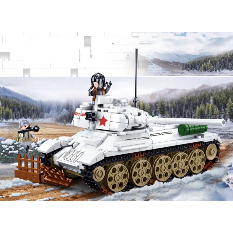 Set 518 Mô Hình Xe Tăng MOC WW2 T34 85 Cho Bé Mới