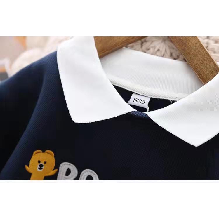 Áo nỉ có cổ thêu hình thời trang cho bé trai