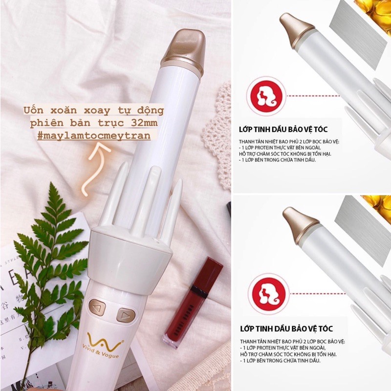 MÁY UỐN TÓC XOĂN XOAY TỰ ĐỘNG TRỤC 32MM VIVID&VOGUE VER 3