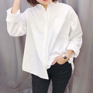 [ẢNH THẬT] Áo sơ mi trắng form rộng chất kate dài tay xinh xắn