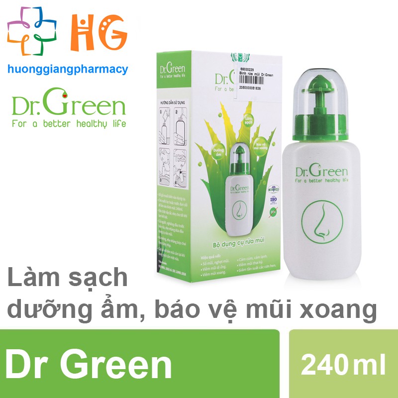 Bình rửa mũi Dr Green (Bình 240ml + 10 gói muối)