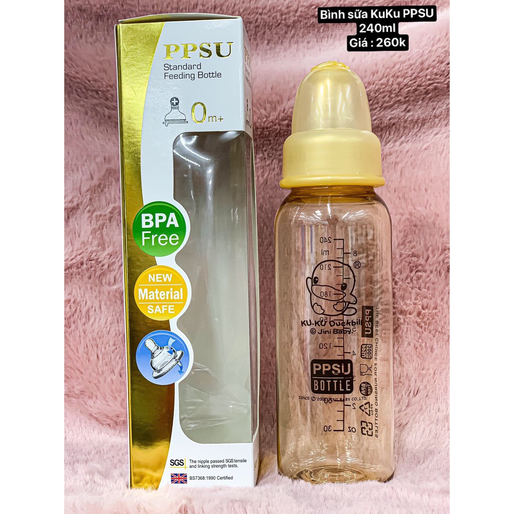 BÌNH SỮA KUKU CHO BÉ BẰNG NHỰA PPSU 240ML